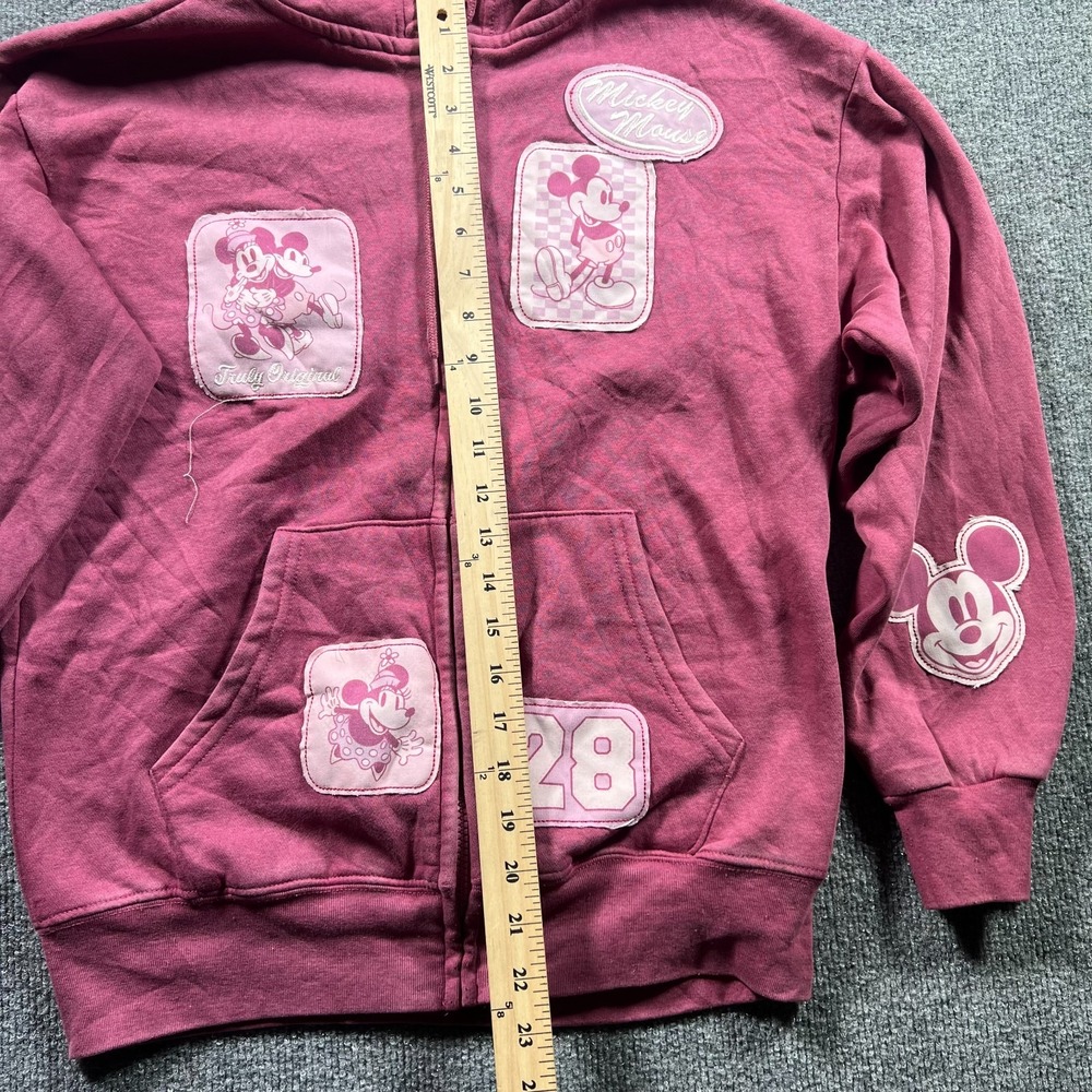 Disney Mickey & Friends Hoodie Womens XS Pink Patchwork Fleece Full Zip Hooded - Picture 7 of 13